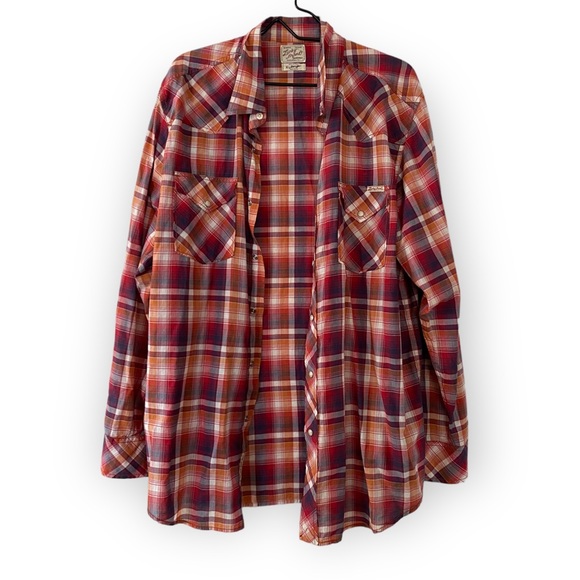 Lucky Brand Men’s Distinctive Western Red Button Down Shirt Size XL - Picture 10 of 11